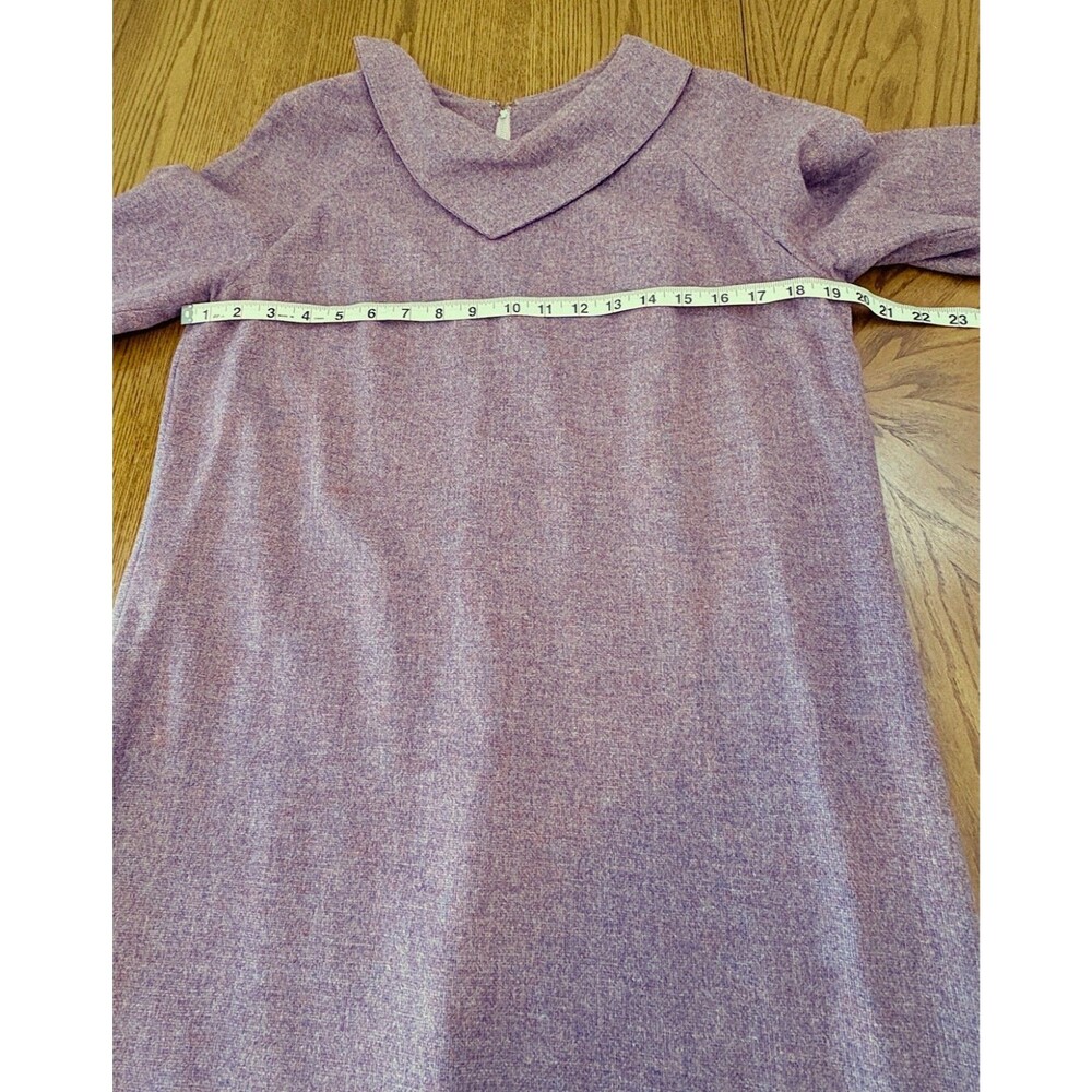 Vtg 60s Handmade Tweed Shift Dress Portrait Collar Muted Purple 20" P2P Tall